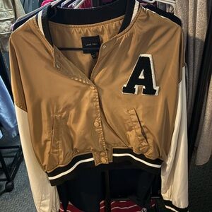Love Tree Brown Varsity Jacket with Black and White Accents